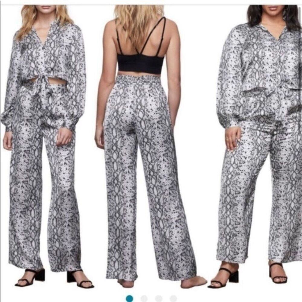 Good American Python Snake Print Wide Leg Pants High Rise New 2 4 S - Picture 2 of 12